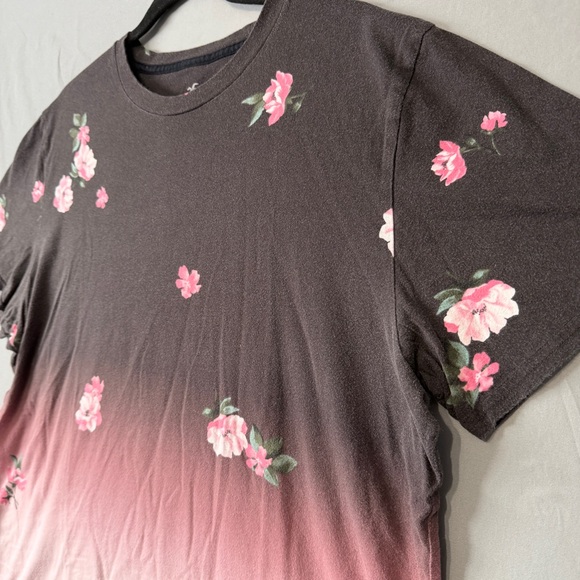 Hollister Mens Floral Ombre Short Sleeve Tee XL Black Pink Cotton Streetwear - Picture 4 of 7